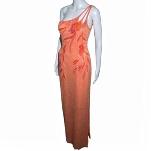 90s Deadstock Silk Fully Beaded Floral Dress